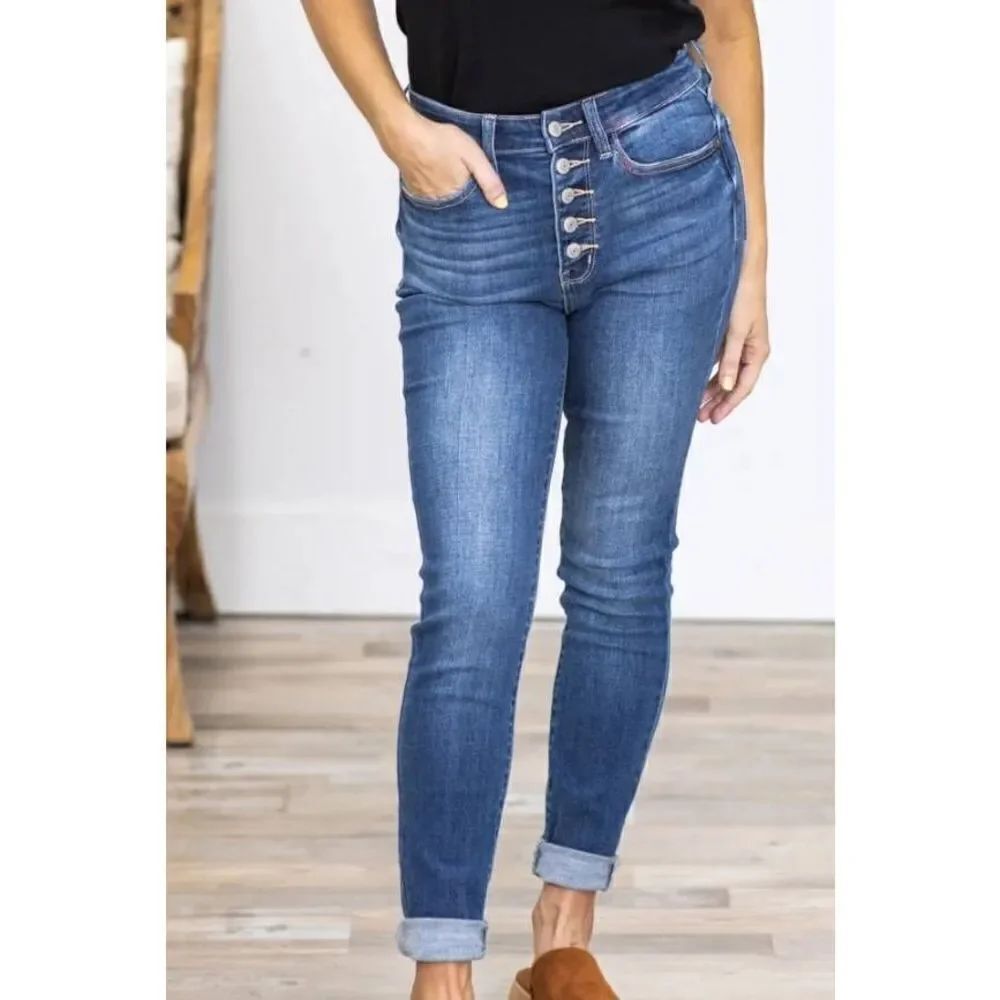Judy Blue High Rise Button Fly Skinny Jeans sz 3/26